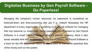 Gen Payroll Software to Make Paperless Office by Digitalisation