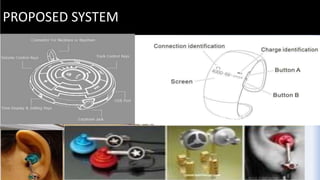 PROPOSED SYSTEM
• Users will talk into the necklace's
embedded microphone.
• It consists of sensors by which it
will work as a microphone using
the blue tooth technology.
 