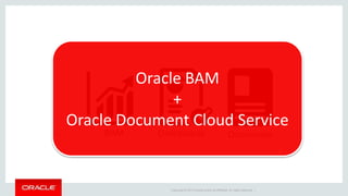 Copyright © 2014 Oracle and/or its affiliates. All rights reserved. |
BAM Dashboards Documents
Oracle BAM
+
Oracle Document Cloud Service
 