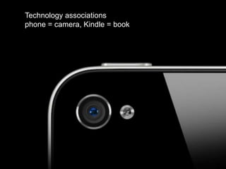 Technology associations
phone = camera, Kindle = book
 