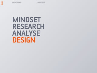 DIGITAL KOGEBOG   9. AUGUST 2012




MINDSET
RESEARCH
ANALYSE
DESIGN
 