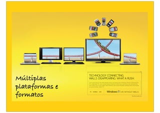 Múltiplas
plataformas e
formatos
 