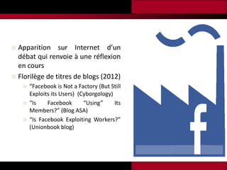  Apparition    sur Internet d’un
  débat qui renvoie à une réflexion
  en cours
 Florilège de titres de blogs (2012)
   ...