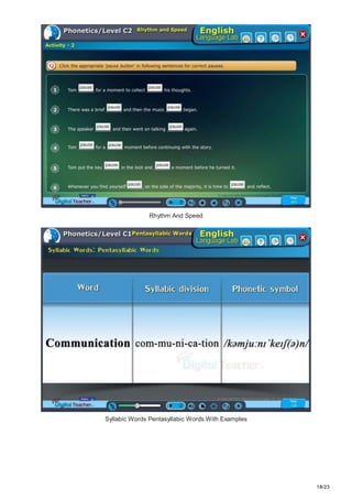 18/23
Rhythm And Speed
Syllabic Words Pentasyllabic Words With Examples
 