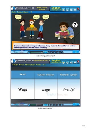 8/23
Mother Tongue Influence 1
Monosyllabic Words 1
 