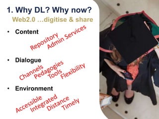 1. Why DL? Why now?
• Content
• Dialogue
• Environment
Web2.0 …digitise & share
 