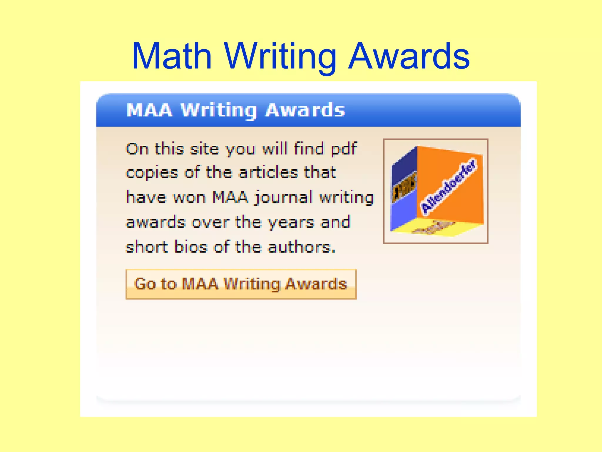 Math Writing Awards 