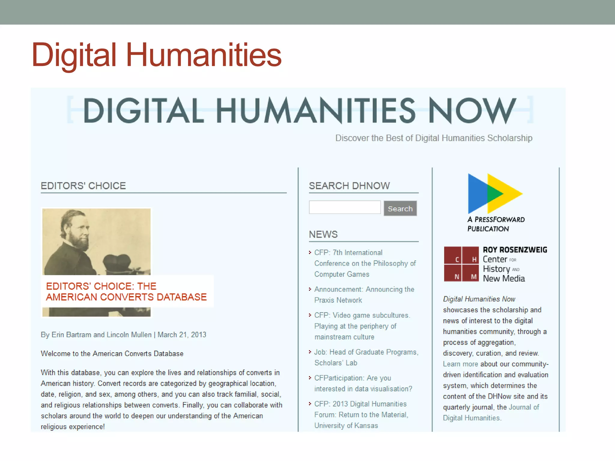Digital Humanities
 