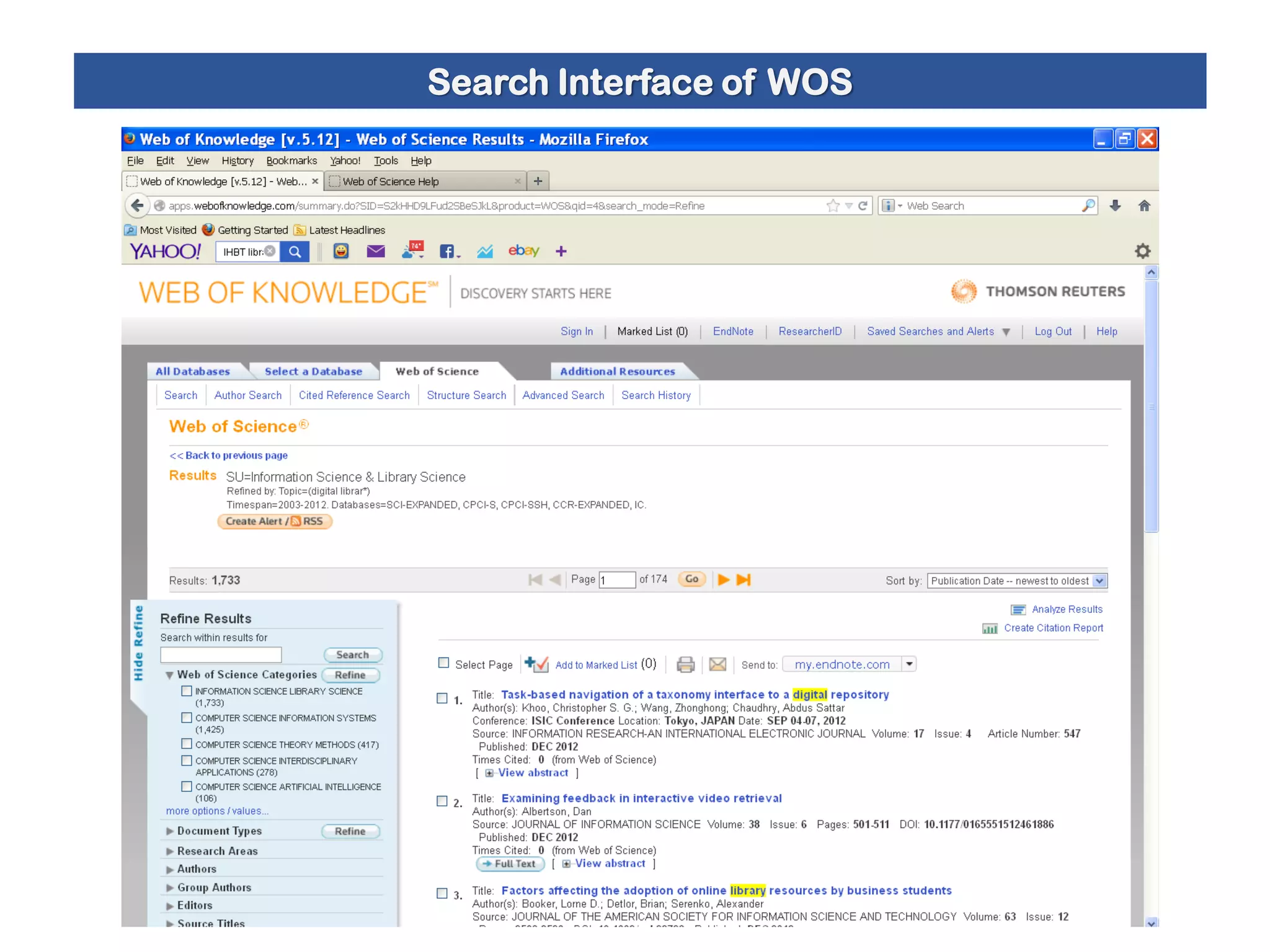 Search Interface of WOS

 