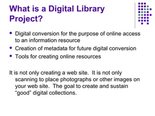 Planning and Implementing a Digital Library Project | PPT