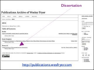 Dissertation

http://publications.wesfryer.com

 