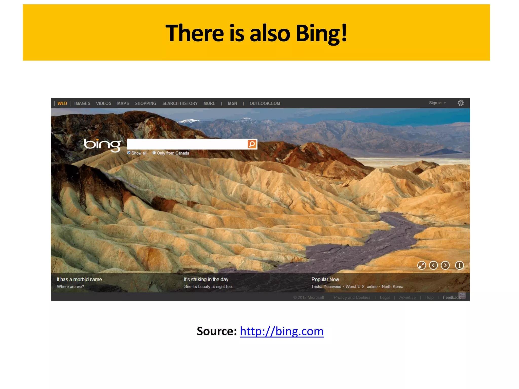 There is also Bing!




   Source: http://bing.com
 