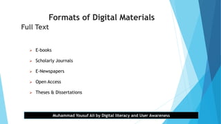 Digital literacy and User Awareness | PPTX