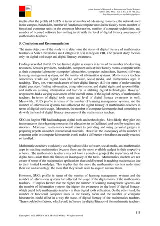 Digital Literacy of Mathematics Teachers in State Universities and ...