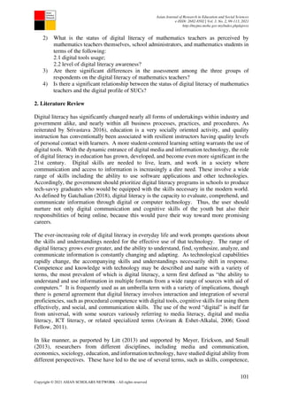 Digital Literacy of Mathematics Teachers in State Universities and ...