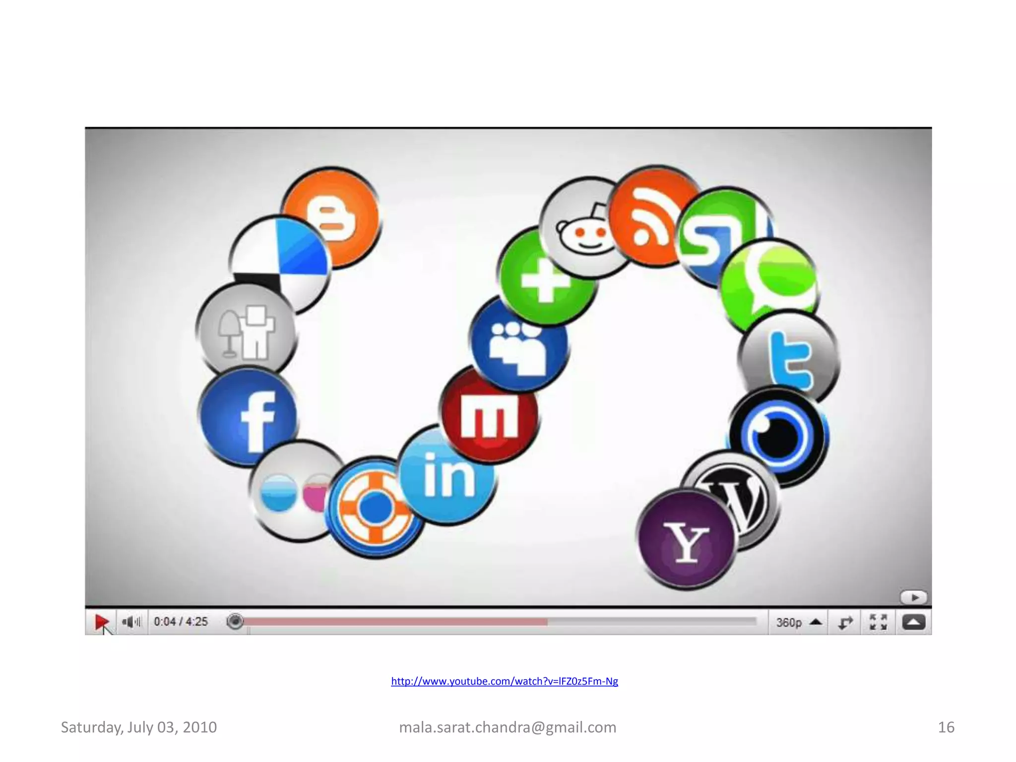 Wednesday, June 30, 2010mala.sarat.chandra@gmail.com16http://www.youtube.com/watch?v=lFZ0z5Fm-Ng