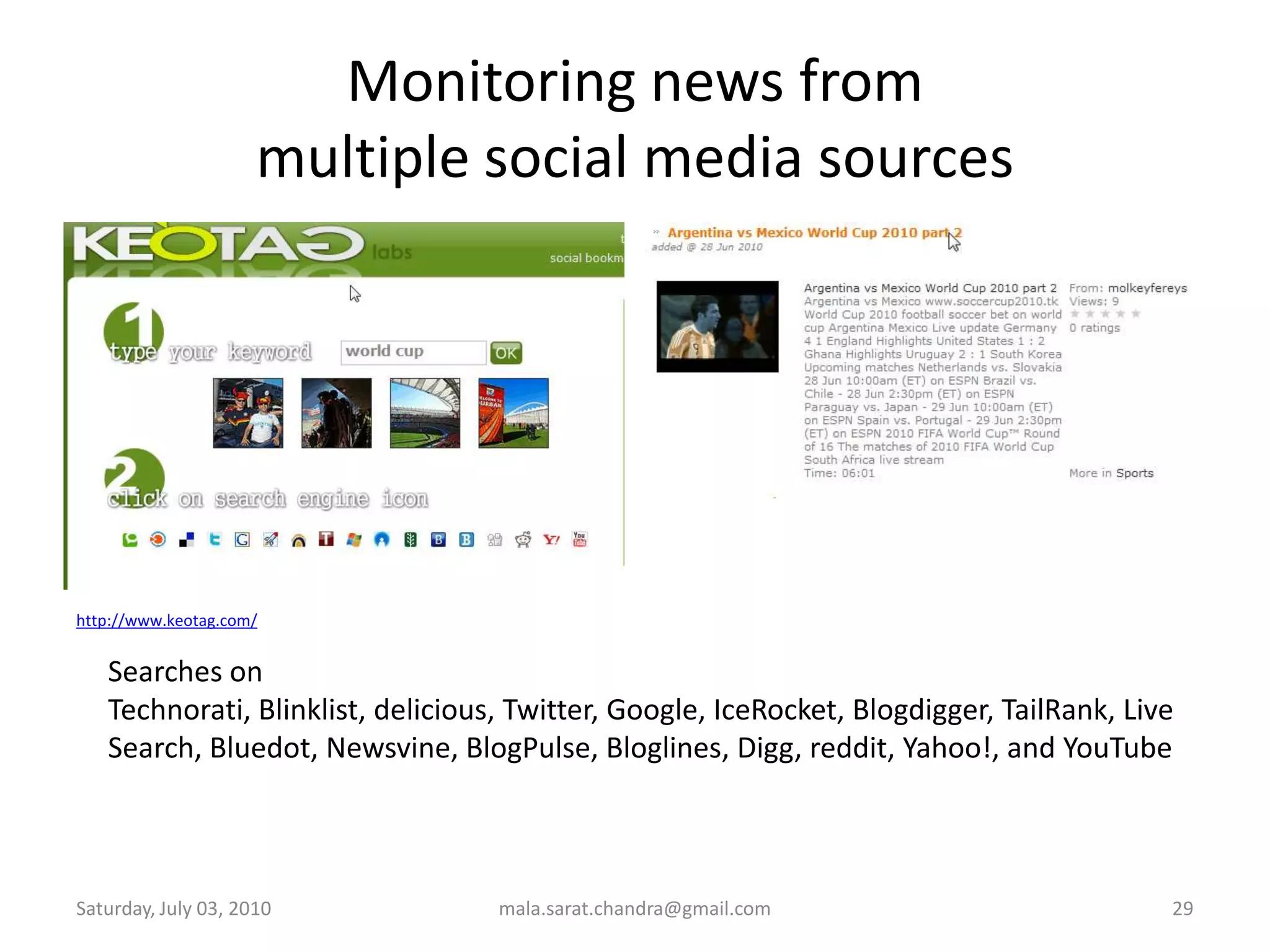 Pages found in Google’s web search 
