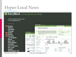 21% Politics/Government Sunday, July 04, 2010mala.sarat.chandra@gmail.com22,http://mashable.com/2010/05/24/new-versus-old-media/