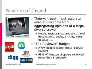 Twitter in the UniversitySunday, July 04, 2010mala.sarat.chandra@gmail.com40http://www.youtube.com/watch?v=6WPVWDkF7U8&feature=player_embedded#!
