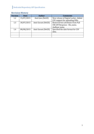 Digital Locker Dedicated Repository API Specification v1 4 | PDF