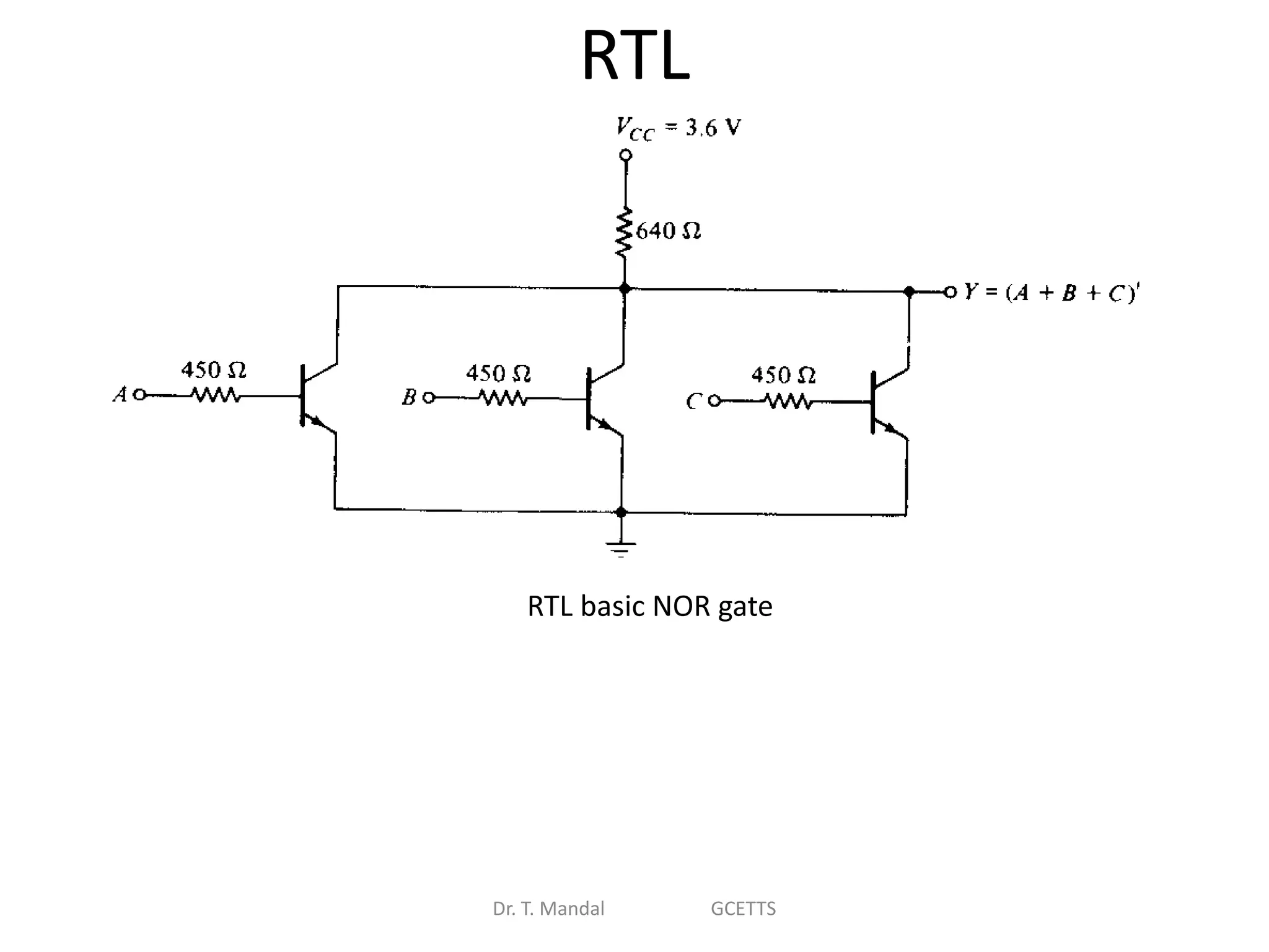 RTL
Dr. T. Mandal GCETTS
RTL basic NOR gate
 