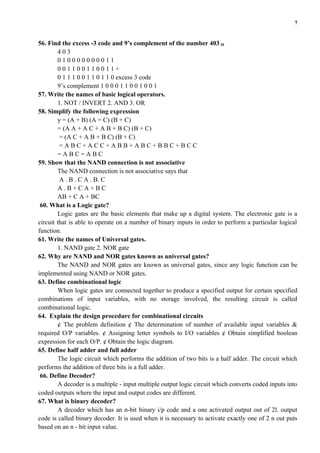 Digital logic circuits important question and answers for 5 units | DOC
