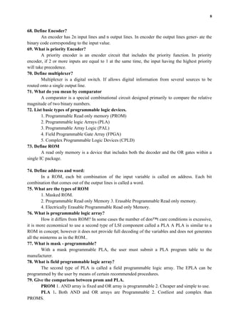 Digital logic circuits important question and answers for 5 units | DOC