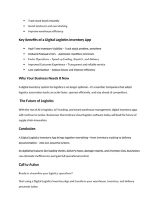 Digitizing Tracking Sheet Digital Logistics Inventory App: Streamlining Warehouse and Transport ...