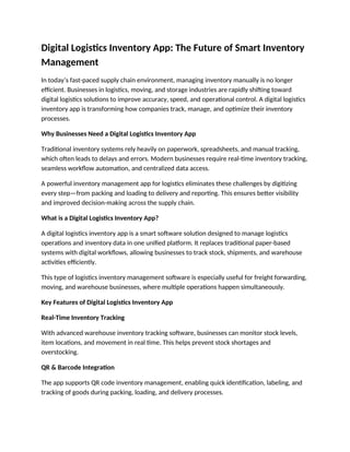 Digital Logistics Inventory App The Future of Smart Inventory ...