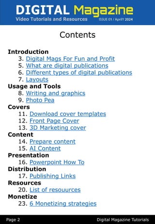 Digital Magazine Contents Example Digital Magazine Training Videos and resources | PDF