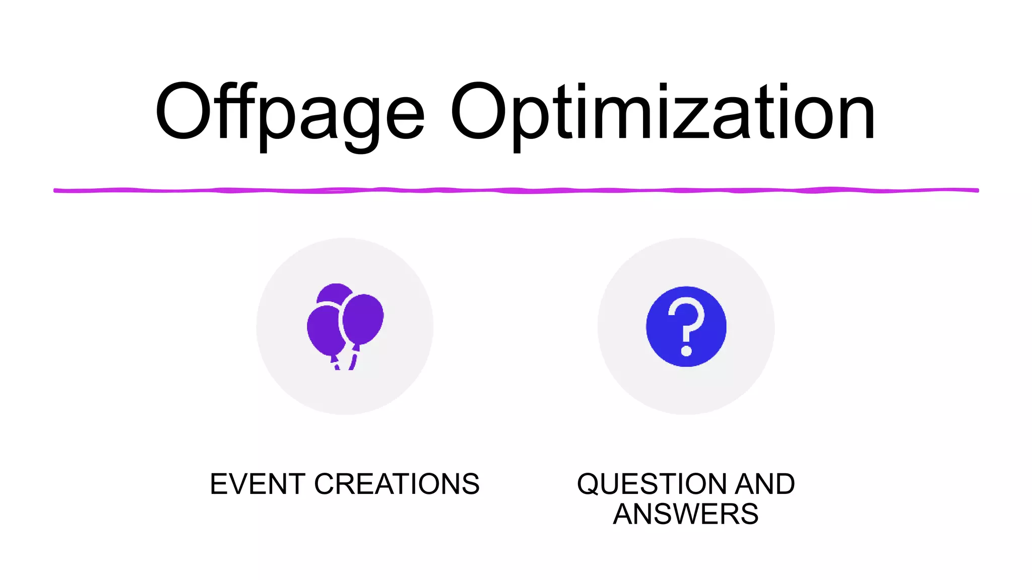 Offpage Optimization
EVENT CREATIONS QUESTION AND
ANSWERS
 