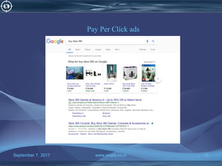 September 7, 2017 www.snipe.co.in 12
Pay Per Click ads
 