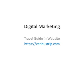 Digital Marketing
Travel Guide in Website
https://varioustrip.com
 