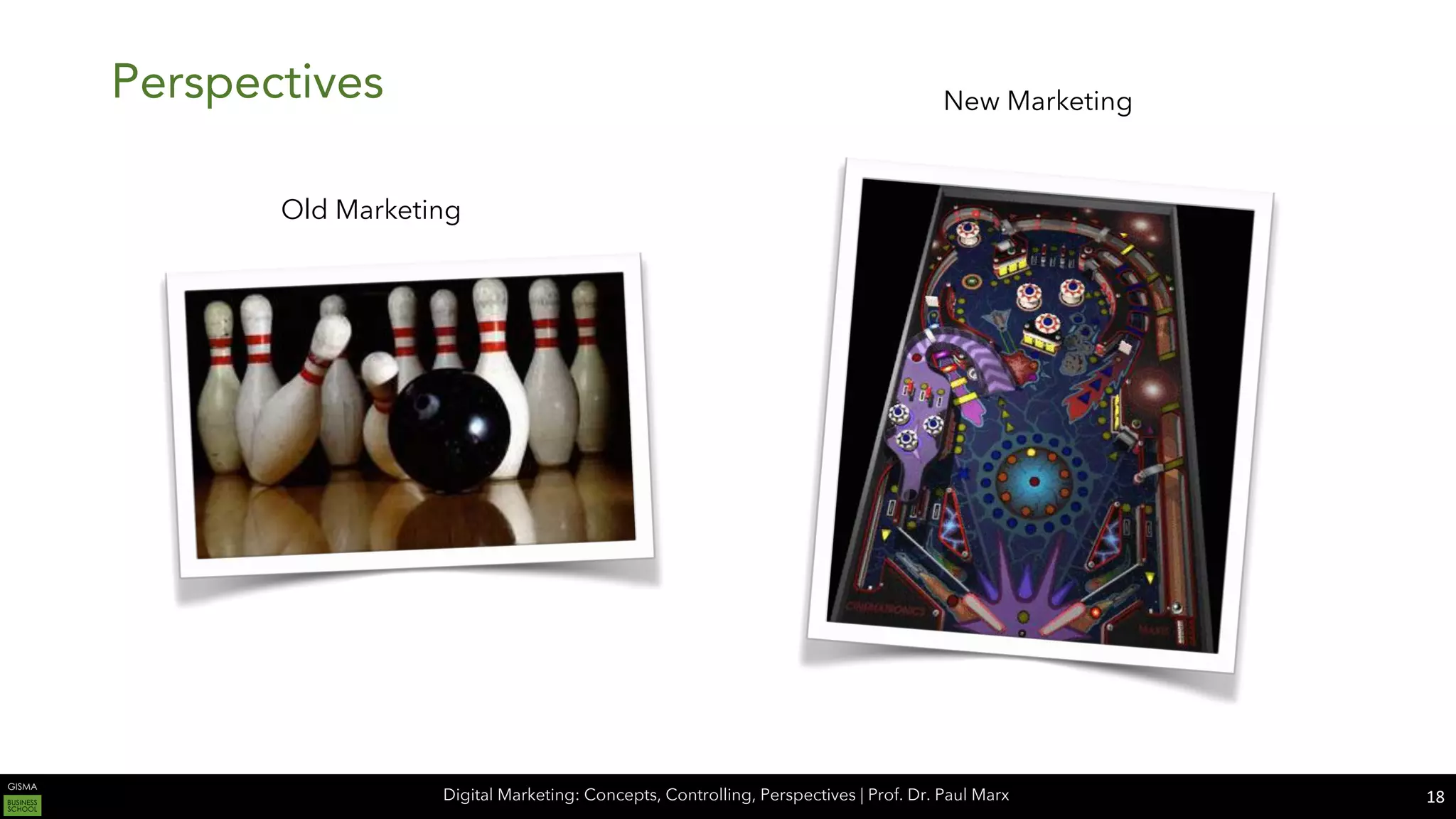 Digital Marketing: Concepts, Controlling, Perspectives | Prof. Dr. Paul Marx
Perspectives
18
Old Marketing
New Marketing
 