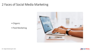 45 | Digital Marketing for 2021
• Paid Marketing
• Organic
2 Faces of Social Media Marketing
 
