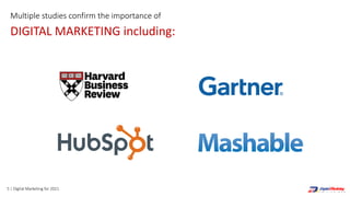 5 | Digital Marketing for 2021
Multiple studies confirm the importance of
DIGITAL MARKETING including:
 