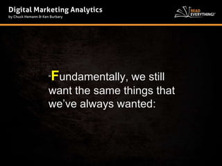 “Fundamentally, we still 
want the same things that 
we’ve always wanted: 
 