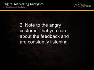 2. Note to the angry 
customer that you care 
about the feedback and 
are constantly listening. 
 