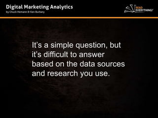 It’s a simple question, but 
it’s difficult to answer 
based on the data sources 
and research you use. 
 