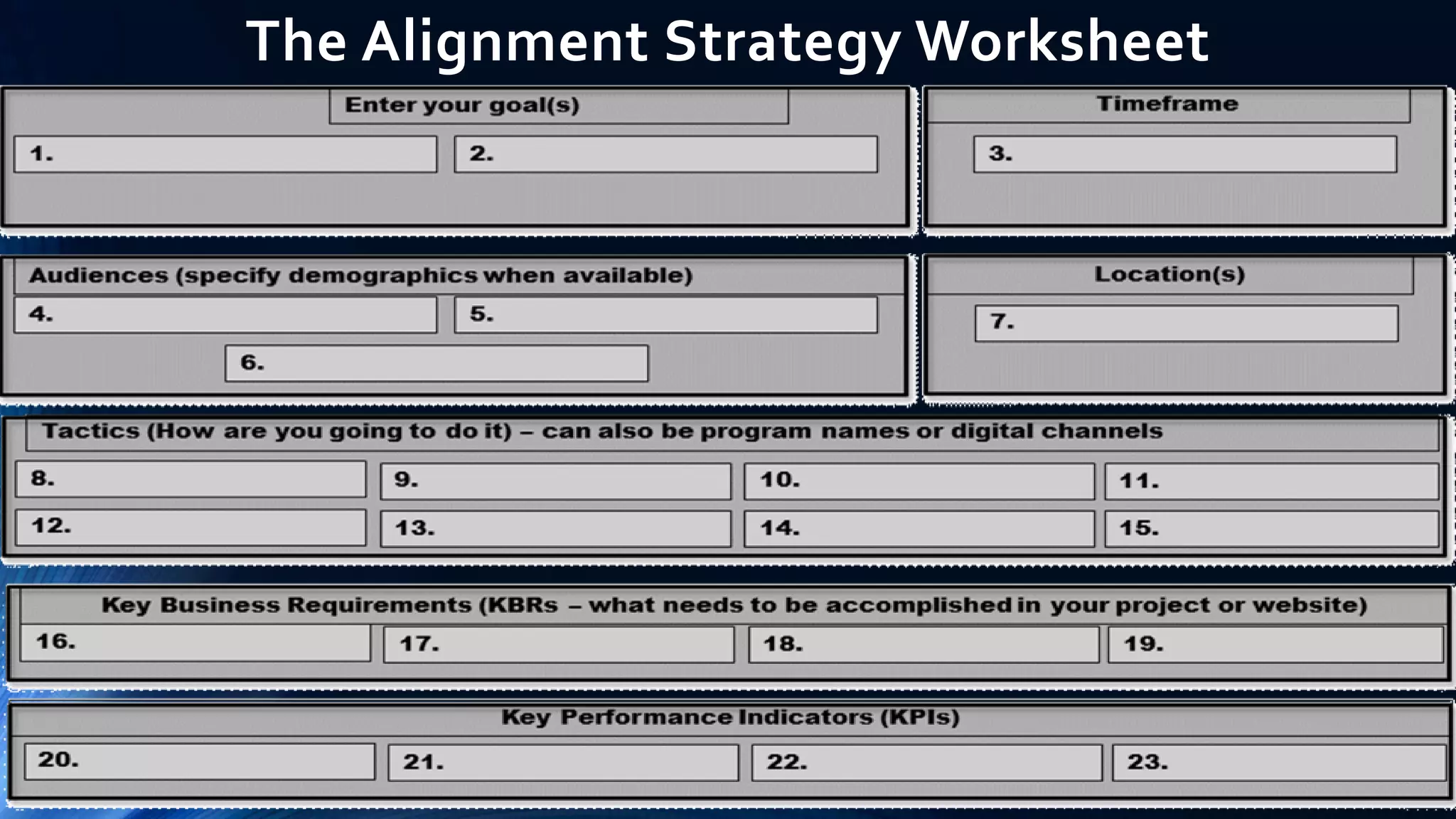 The Alignment Strategy Worksheet
 