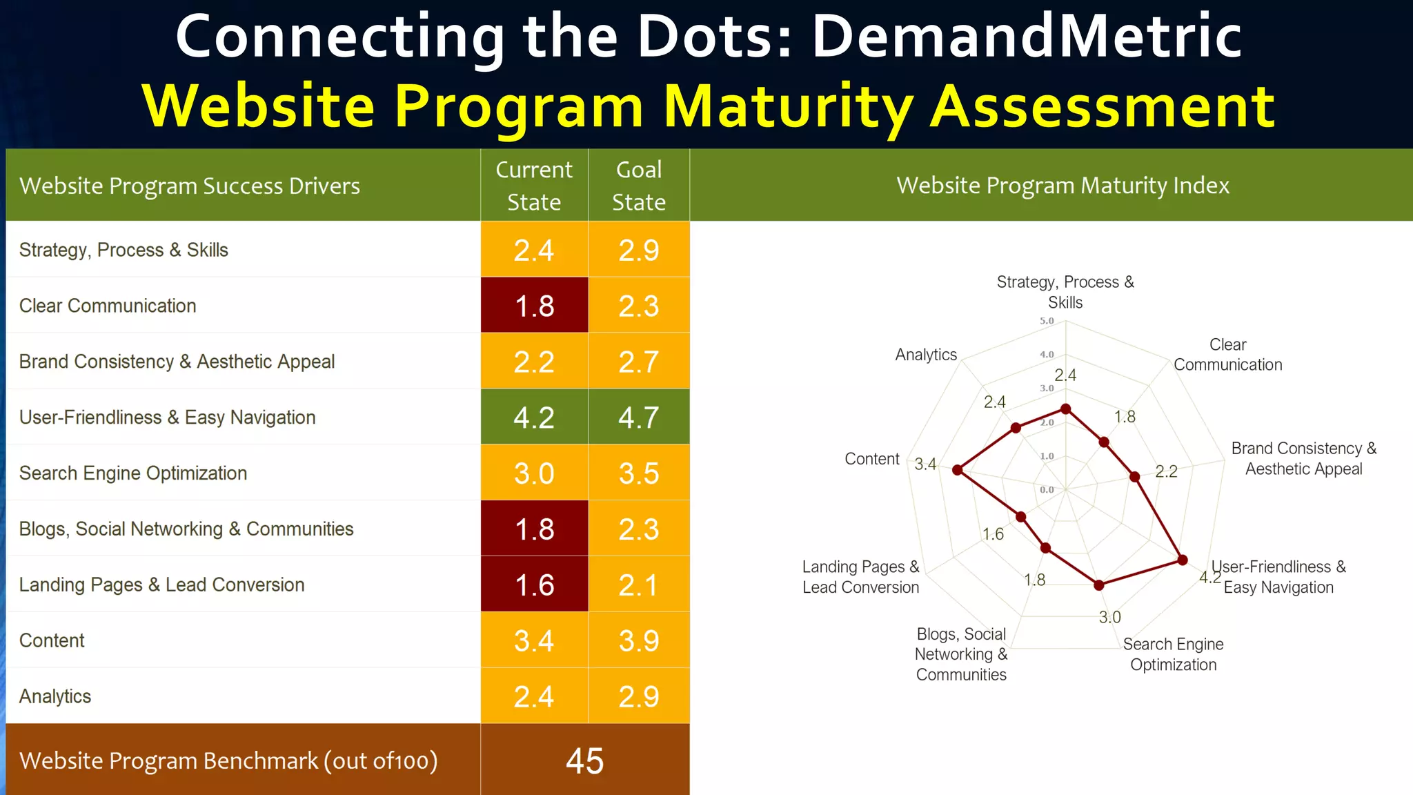 Connecting the Dots: DemandMetric
Website Program Maturity Assessment
 