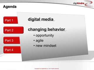 digimarketing“What does it say about a brand if they aren’t involved with sites like Facebook or Twitter?it's EXPECTED that a company have some digital face…they need a strong electronic presence or you doubt their relevancefemale aged 50-54Source: http://www.imoderate.com/main/newsID/50/do/press_release_Detail