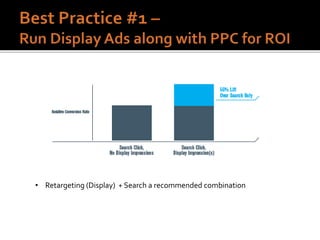 • Retargeting (Display) + Search a recommended combination
 