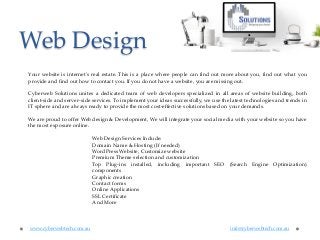 Web Design
Your website is internet's real estate. This is a place where people can find out more about you, find out what...