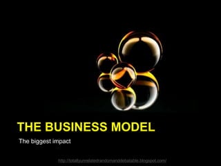 THE BUSINESS MODEL
The biggest impact
http://totallyunrelatedrandomanddebatable.blogspot.com/
 
