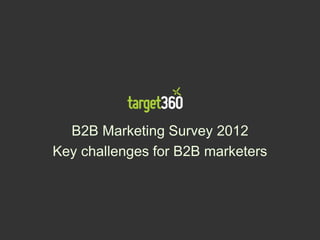 B2B Marketing Survey 2012
Key challenges for B2B marketers
 