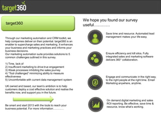 We hope you found our survey
target360                                                    useful…………

                    ...
