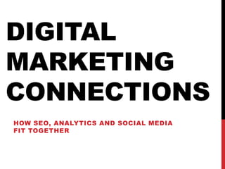 DIGITAL
MARKETING
CONNECTIONS
HOW SEO, ANALYTICS AND SOCIAL MEDIA
FIT TOGETHER

 