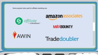 Some popular tools used for affiliate marketing are:
 