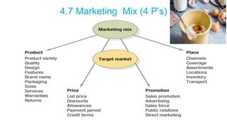 4.7 Marketing Mix (4 P’s)
 